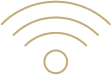 A Wi-Fi signal icon with three curved lines above a small circle, indicating wireless internet connectivity.
